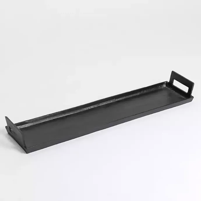 Clearance Kirklands Home Long Metal Tray with Handles Black
