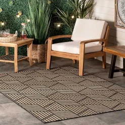 Sale Kirklands Home Lori Dark Gray Modern Geometric Outdoor Rug, 5x8