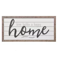 Sale Kirklands Home Love Builds a Happy Home Printed Wall Art Gray