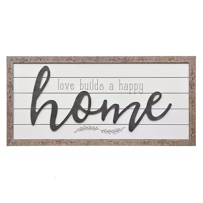 Sale Kirklands Home Love Builds a Happy Home Printed Wall Art Gray