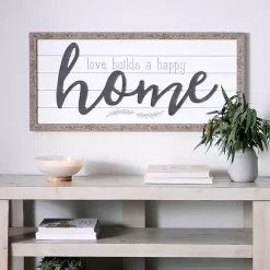 Sale Kirklands Home Love Builds a Happy Home Printed Wall Art Gray