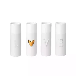Best Kirklands Home Love Gold Heart White Ceramic Mini Vases, Set of 4