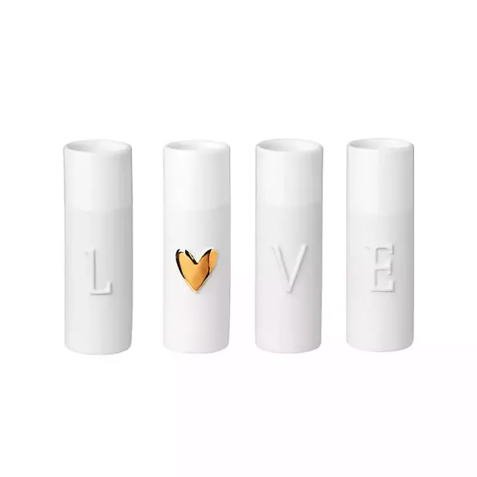 Best Kirklands Home Love Gold Heart White Ceramic Mini Vases, Set of 4