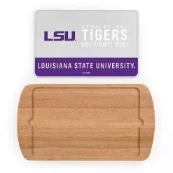 New Kirklands Home LSU Tigers Wood and Glass Serving Board