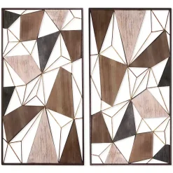 Kirklands Home Lucas Geometric Wall Plaques, Set of 2