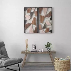 Kirklands Home Lucas Geometric Wall Plaques, Set of 2