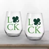 Discount Kirklands Home Luck Shamrock Stemless Wine Glasses, Set of 2