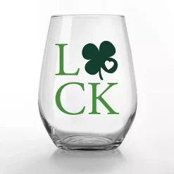 Discount Kirklands Home Luck Shamrock Stemless Wine Glasses, Set of 2