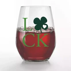 Discount Kirklands Home Luck Shamrock Stemless Wine Glasses, Set of 2