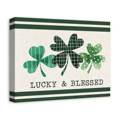 Outlet Kirklands Home Lucky & Blessed Clover Trio Canvas Art Print