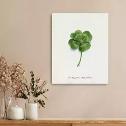 Sale Kirklands Home Lucky Four Leaf Clover Canvas Art Print