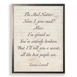 Sale Kirklands Home Mad Hatter Quote Wall Plaque White