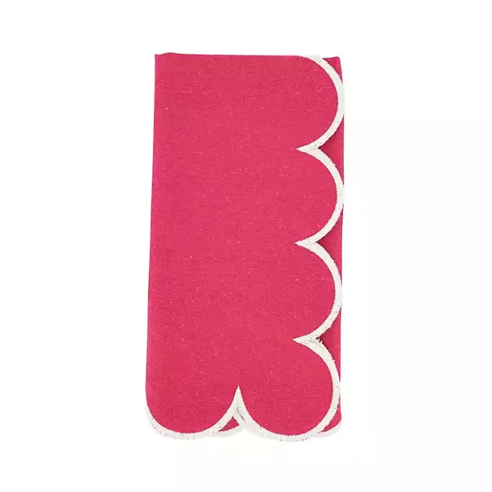 Outlet Kirklands Home Magenta Scalloped Edge Napkins, Set of 4 Pink