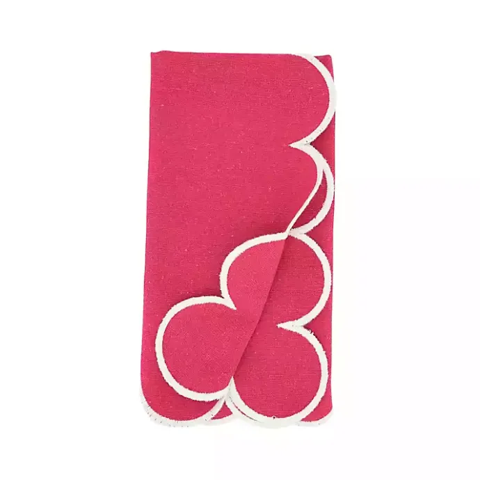 Outlet Kirklands Home Magenta Scalloped Edge Napkins, Set of 4 Pink