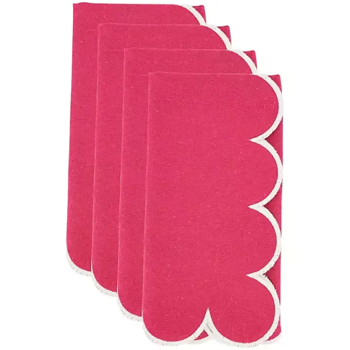 Outlet Kirklands Home Magenta Scalloped Edge Napkins, Set of 4 Pink