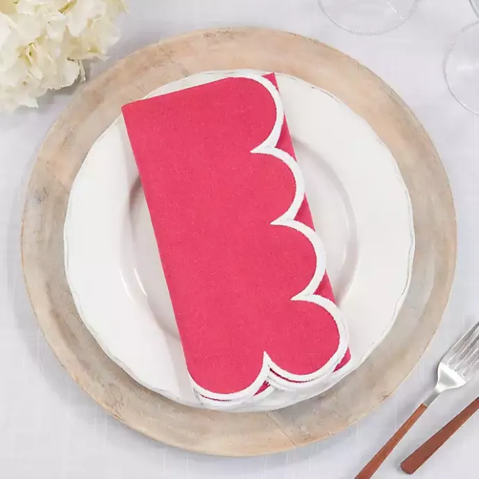 Outlet Kirklands Home Magenta Scalloped Edge Napkins, Set of 4 Pink