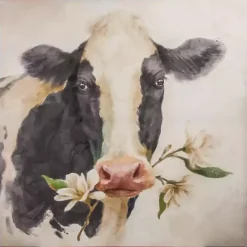 Outlet Kirklands Home Magnolia Cow Canvas Art Print