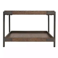 New Kirklands Home Mahogany Oak Wood Tray Top Coffee Table Brown