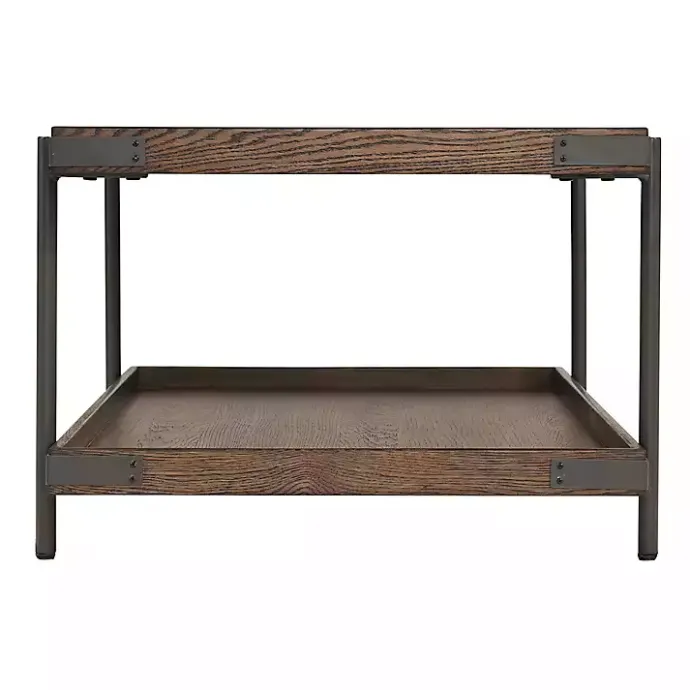 New Kirklands Home Mahogany Oak Wood Tray Top Coffee Table Brown