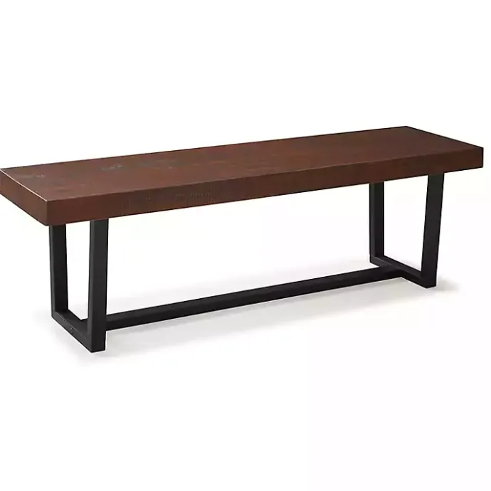 New Kirklands Home Mahogany Solid Pine Two-Tone Dining Bench Brown