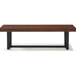 New Kirklands Home Mahogany Solid Pine Two-Tone Dining Bench Brown