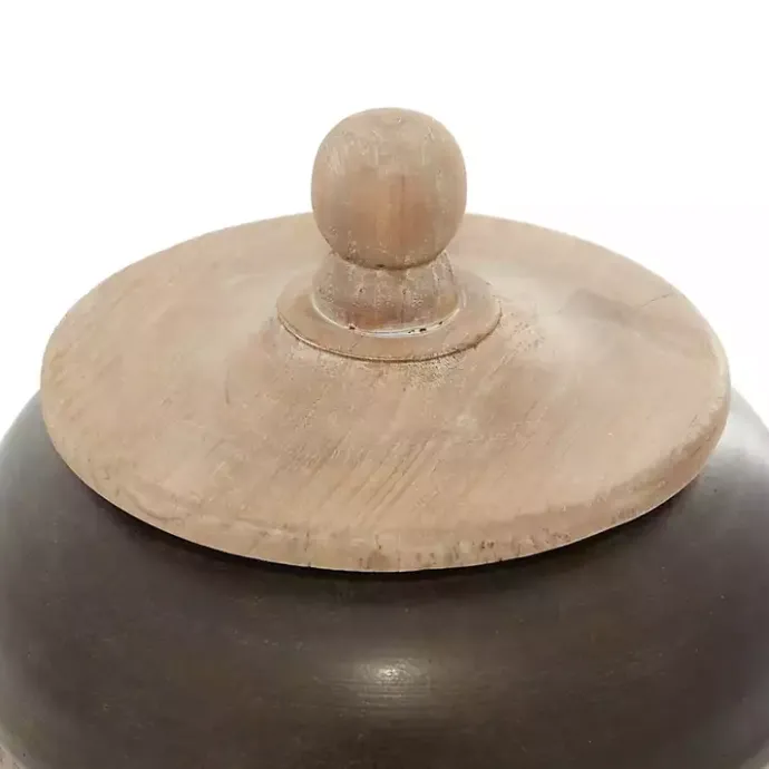 Clearance Kirklands Home Mahogany Wood and Metal Jar with Lid, 11 in.