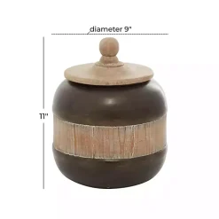 Clearance Kirklands Home Mahogany Wood and Metal Jar with Lid, 11 in.