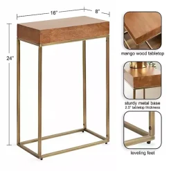 Discount Kirklands Home Mango Wood & Slim Karlsen Accent Table Gold