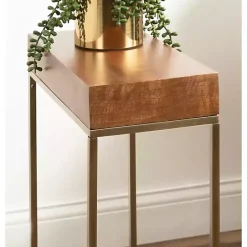 Discount Kirklands Home Mango Wood & Slim Karlsen Accent Table Gold