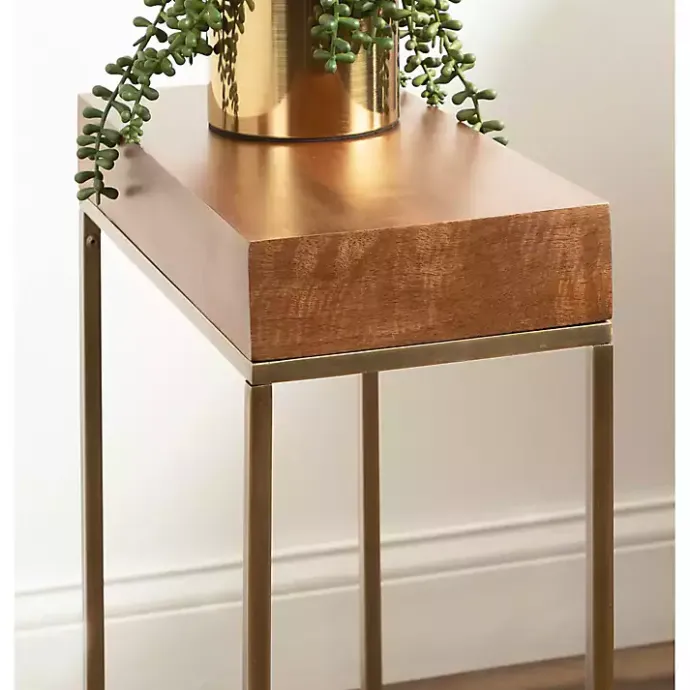 Discount Kirklands Home Mango Wood & Slim Karlsen Accent Table Gold