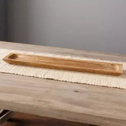 Outlet Kirklands Home Mango Wood Bowl Runner Brown