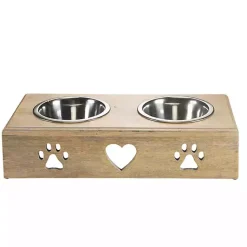 Outlet Kirklands Home Mango Wood Heart Cutout Dog Bowl