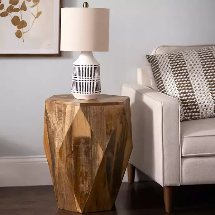 Discount Kirklands Home Mango Wood Hexagon Side Table Tan