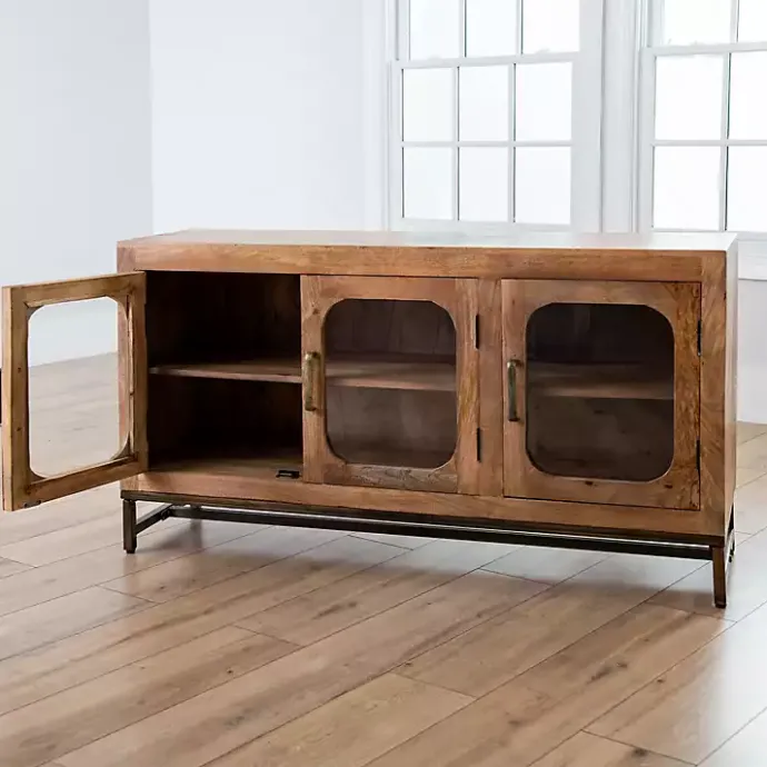 Discount Kirklands Home Manu Mango Wood Media Cabinet Brown