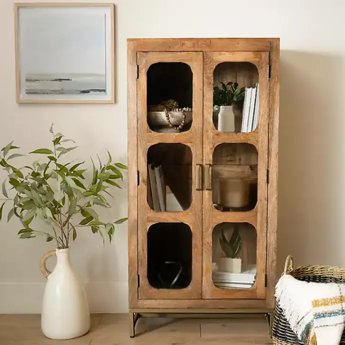 Online Kirklands Home Manu Natural Mango Wood Cabinet