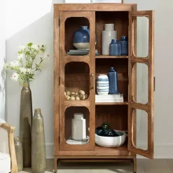 Online Kirklands Home Manu Natural Mango Wood Cabinet