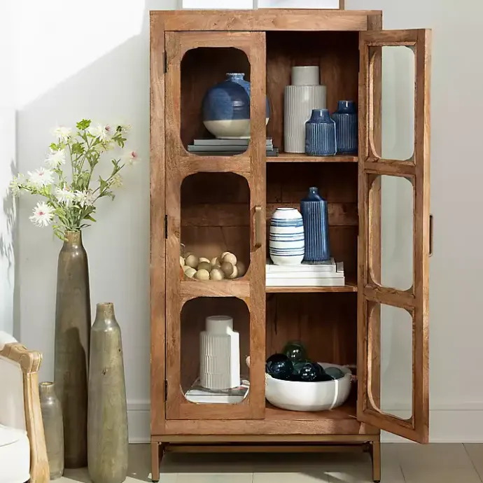 Online Kirklands Home Manu Natural Mango Wood Cabinet