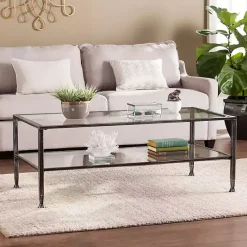 Online Kirklands Home Mara Glass and Metal Coffee Table Black