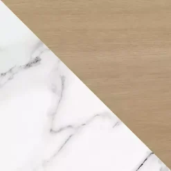 Kirklands Home Marble & Oak Open Base Round Coffee Table Tan