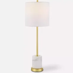 Outlet Kirklands Home Marble and Gold Turret Buffet Lamp White