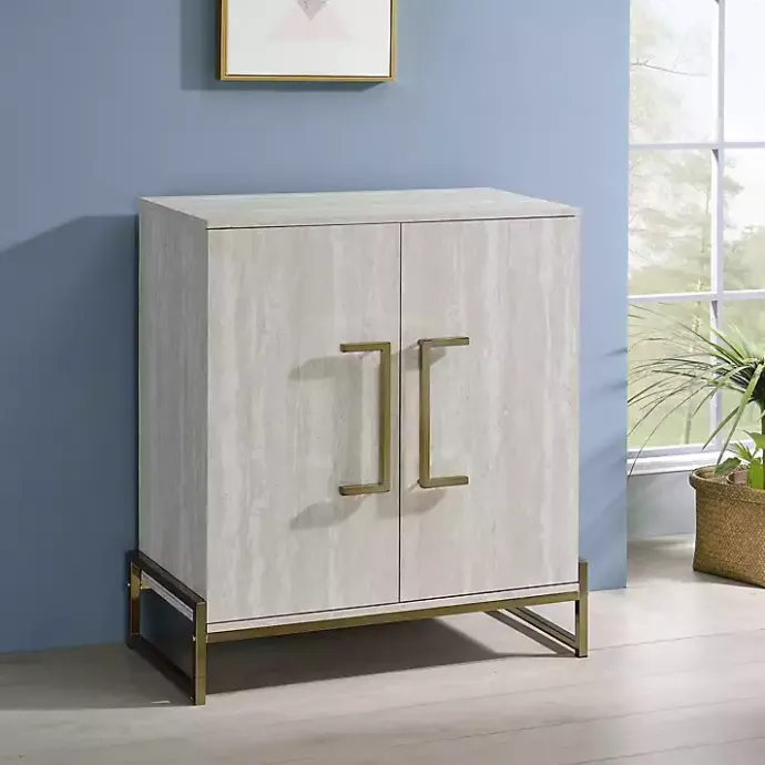 Clearance Kirklands Home Marble Finish Gold Handle Storage Cabinet