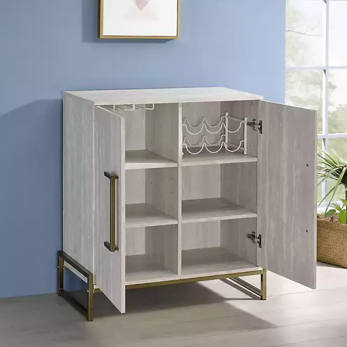 Clearance Kirklands Home Marble Finish Gold Handle Storage Cabinet