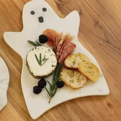 Kirklands Home Marble Ghost Halloween Cheese Board White
