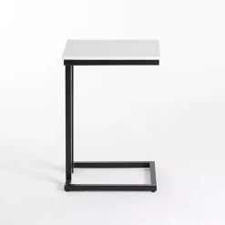 Online Kirklands Home Marble Modern Black Metal C-Table White