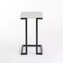Online Kirklands Home Marble Modern Black Metal C-Table White