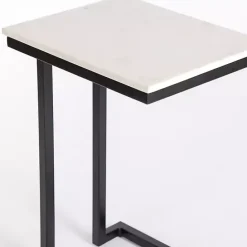 Online Kirklands Home Marble Modern Black Metal C-Table White