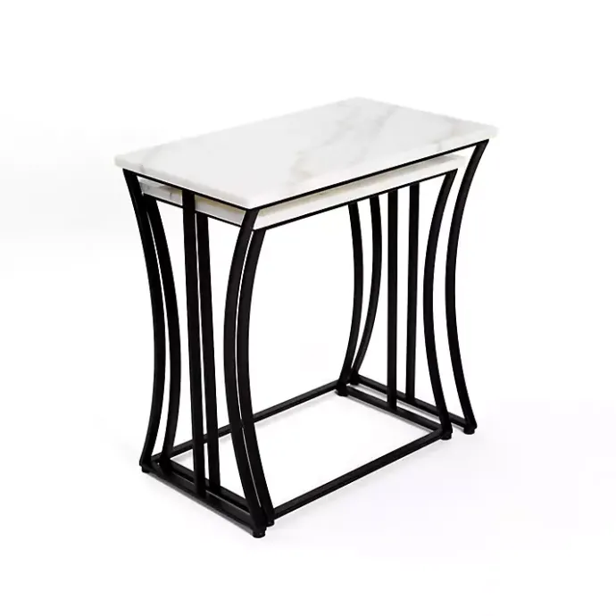 Kirklands Home Marble Nesting Accent Tables, Set of 2 White
