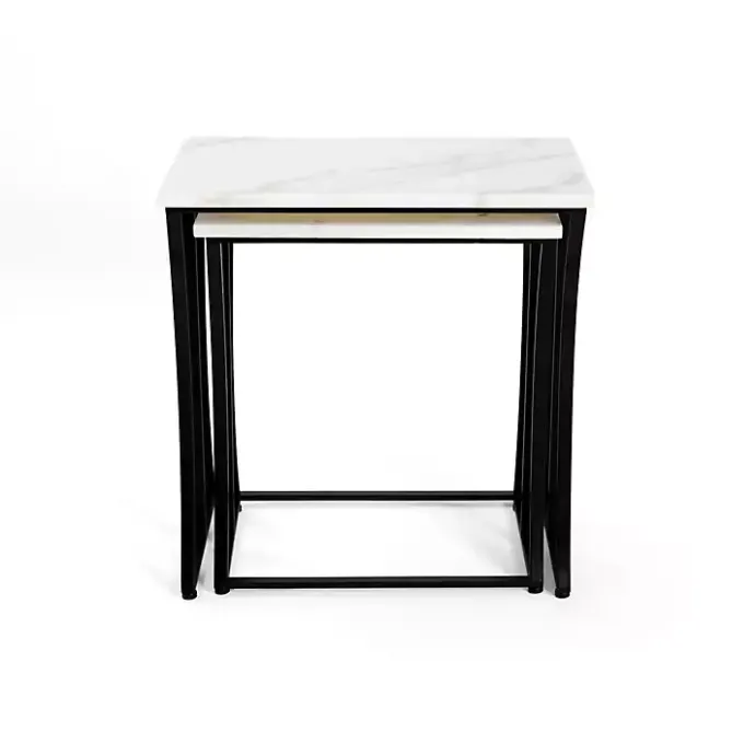 Kirklands Home Marble Nesting Accent Tables, Set of 2 White