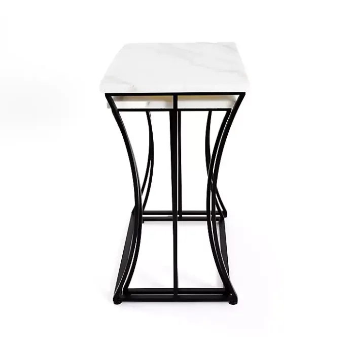 Kirklands Home Marble Nesting Accent Tables, Set of 2 White