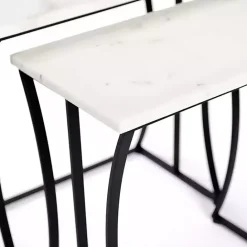 Kirklands Home Marble Nesting Accent Tables, Set of 2 White